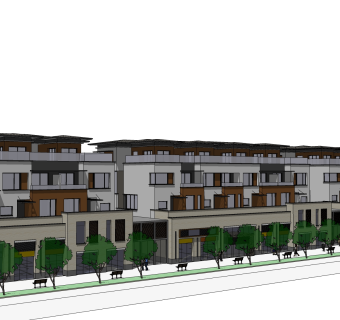 连排中式别墅草图大师模型，别墅sketchup模型