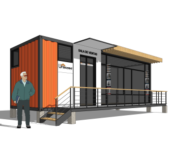 工业风集装箱住宅su模型下载，住宅外观草图大师模型分享