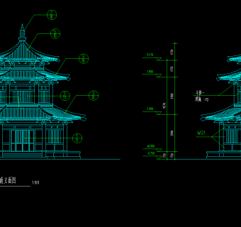 古建仿唐紫云阁施工图，紫云阁CAD建筑图纸下载