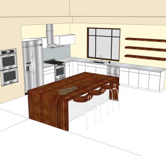 中式厨房草图大师模型，厨房SU模型下载