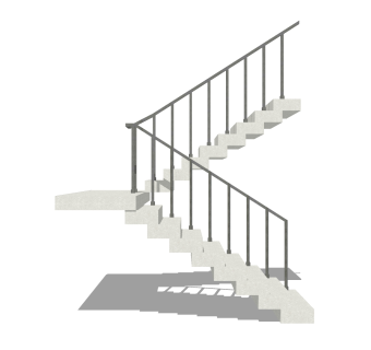 现代双跑平行楼梯草图大师模型，双跑平行楼梯sketchup模型免费下载