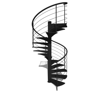 现代钢结构螺旋楼梯草图大师模型，钢结构螺旋楼梯sketchup模型免费下载