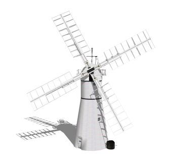 现代发电家用风车skb文件，风车skp模型下载