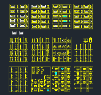 欧式柱子柱头CAD图库,图库CAD建筑图纸下载