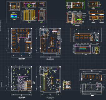 二层火锅店装修cad施工图下载、二层火锅店装修dwg文件下载