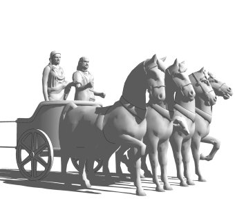 古代战马车雕塑su模型,摆件草图大师模型下载