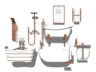 现代<em>浴缸</em>摆件组合su模型，<em>浴缸</em>草图大师模型下载