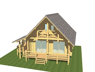 现代小木屋草图大师模型，小木屋sketchup模型免费下载