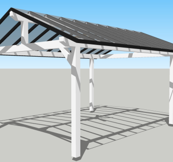 现代简约廊架草图大师模型，廊架sketchup模型下载