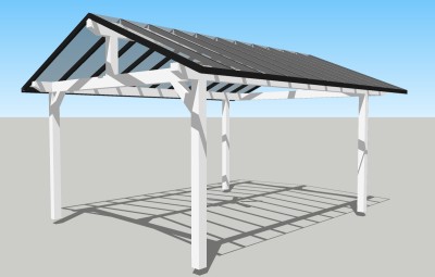 现代简约廊架草图大师模型，廊架sketchup模型下载