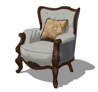 欧式单人沙发免费su模型，单人沙发skb文件下载