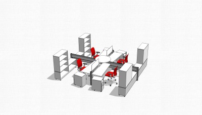 办工桌草图大师模型，办工桌sketchup模型，办工桌su素材下载