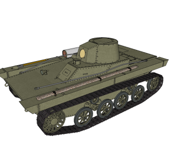 现代轻型水陆坦克草图大师模型，水陆坦克sketchup模型下载