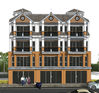 欧式别墅外观草图大师模型，别墅外观sketchup模型免费下载