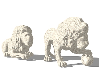 现代狮子雕塑su模型,摆件草图大师模型下载