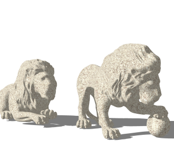 现代狮子雕塑su模型,摆件草图大师模型下载
