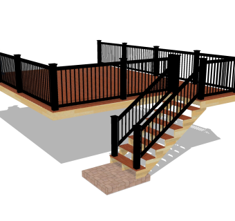 现代户外单跑楼梯草图大师模型，户外单跑楼梯sketchup模型免费下载