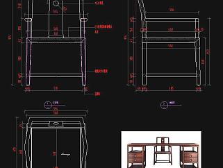 新中式家具椅子書椅圖庫CAD圖紙