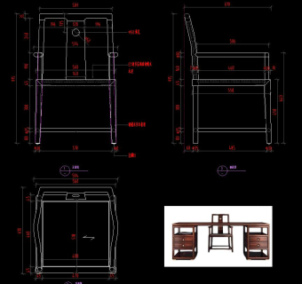 新中式家具椅子书椅图库CAD图纸