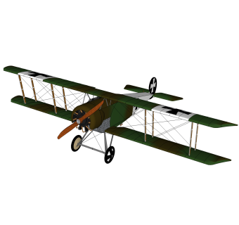 德国福克信天翁DII双翼战斗机su模型，战斗机草图大师模型下载