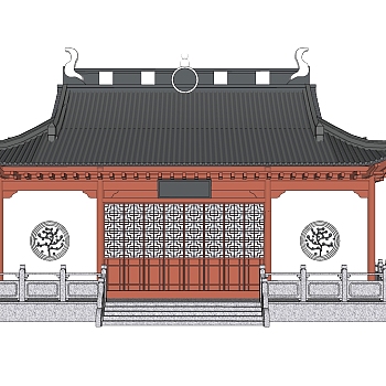 中式古建殿宇草图大师模型，古建殿宇sketchup模型免费下载