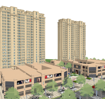 现代高层办公楼草图大师模型，高层办公楼sketchup模型免费下载