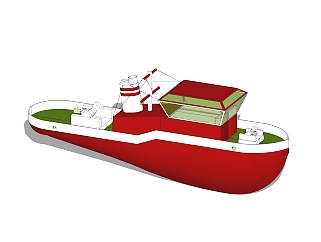 现代渔船草图大师模型，货船su模型下载
