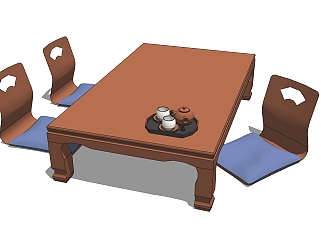 日式<em>桌椅</em>草图大师模型，<em>桌椅</em>组合skp文件下载