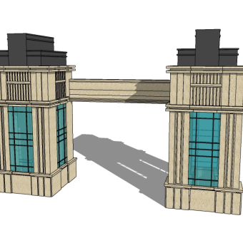 欧式入口大门草图大师模型免费下载，入口大门skb模型分享