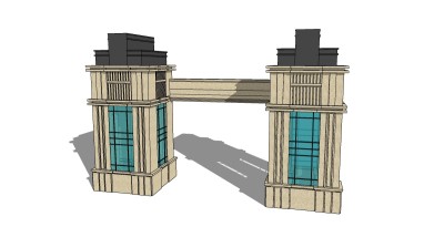 欧式入口大门草图大师模型免费下载，入口大门skb模型分享