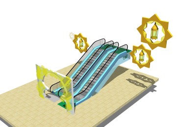 现代手扶电梯草图大师模型，手扶电梯sketchup模型免费下载