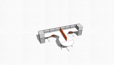 现代隔断办工桌草图大师模型，办公桌sketchup模型下载