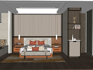 新中式客厅su模型，客厅沙发组合sketchup模型下载