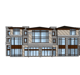 中式别墅草图大师模型，别墅sketchup模型
