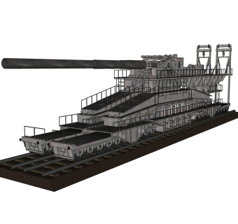 德国古斯塔夫超重型铁道炮su模型，铁道炮草图大师模型下载