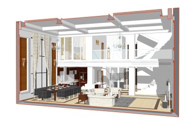 现代豪华别墅户型全景草图大师模型，豪华别墅户型全景sketchup模型下载