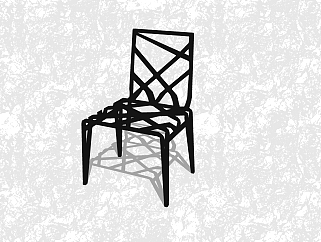 现代黑色镂空式单人椅su模型，创意<em>小</em>座椅草图大师模型...