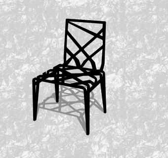 现代黑色镂空式单人椅su模型，创意小座椅草图大师模型下载