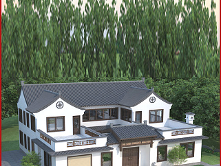 新农村二层别墅带院四合院设计图纸，中式自建房子全套施工图纸下载