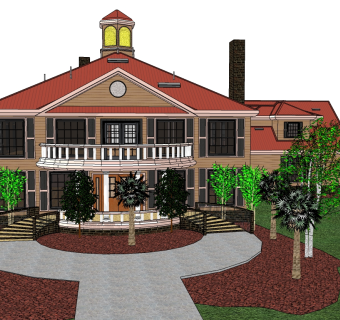 欧式别墅草图大师模型，别墅su模型下载