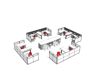 现代办公桌sketchup模型，办公桌su模型，办公桌草图大师素材下载