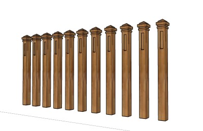 现代篱笆柱子草图大师模型，柱子sketchup模型下载
