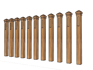 现代篱笆柱子草图大师模型，柱子sketchup模型下载