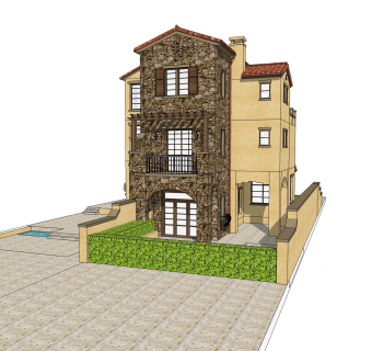 欧式别墅su模型，别墅skb文件下载
