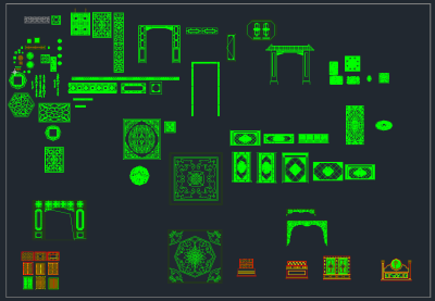 各类中式图块拱门CAD拱门雕花,图库CAD建筑图纸下载