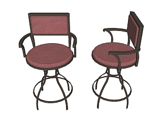 现代吧椅sketchup模型，椅子草图大师模型下载