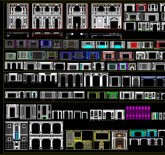 客厅餐厅卧室背景墙CAD设计图库下载