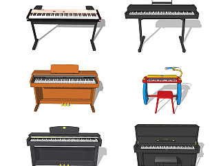 现代<em>钢琴组合</em>草图大师模型，钢琴sketchup模型下载