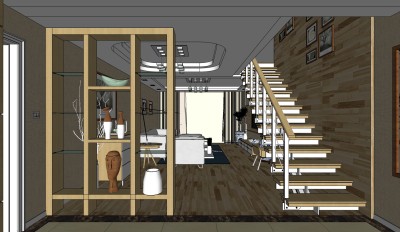 复式  风格家装草图大师模型，家装sketchup模型下载