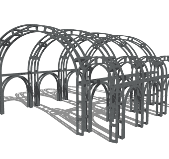 欧式铁艺廊架草图大师模型，铁艺廊架sketchup模型下载